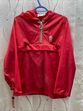 Bavaria Sportswear Windbreaker Pullover Anorak Red Vintage Hooded Jacket Good